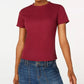 Ultra Flirt Junior's Crewneck Baby T-Shirt Dark Red Size Large