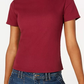 Ultra Flirt Junior's Crewneck Baby T-Shirt Dark Red Size Large