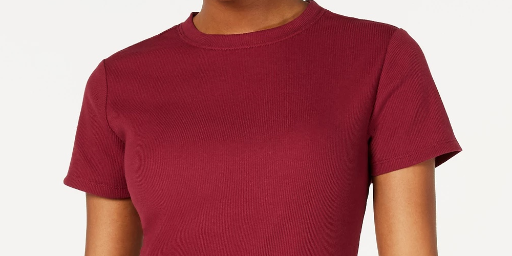 Ultra Flirt Junior's Crewneck Baby T-Shirt Dark Red Size Small