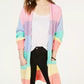 Ultra Flirt Juniors' Rainbow Stripe Shaker-Stitch Cardigan Pink Size Medium