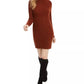 Kit & Sky Women's Cable Knit Sweater Dress Brown Size Medium