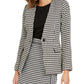 Calvin Klein Women's  Houndstooth Print Single-Button Blazer Gray Size 14