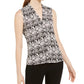 Calvin Klein Women's Sleeveless Snakeskin Print Top Charcoal Size Medium