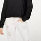 Crave Fame Junior's Waffle Knit Quarter Zip Top Black Size Large