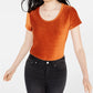 Crave Fame Juniors' Corduroy Top Bright Orange Size Large
