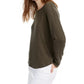 Crave Fame Juniors' Cozy Twist-Back Ribbed Top Green Size Medium
