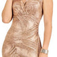 Connected Women's Embroidered Sheath Dress Gold Size 8 Petite