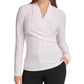 DKNY Women's Textured Surplice-Neck Top Pink Size Medium