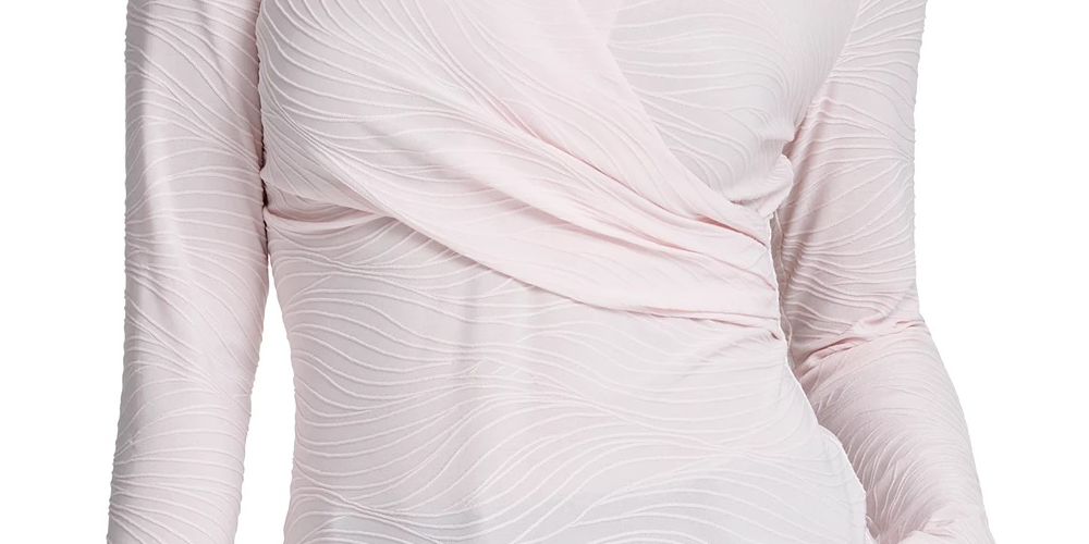 DKNY Women's Textured Surplice-Neck Top Pink Size Medium