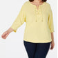 Tommy Hilfiger Women's Plus Size Cotton Lace-Up Top Gold Size 1X