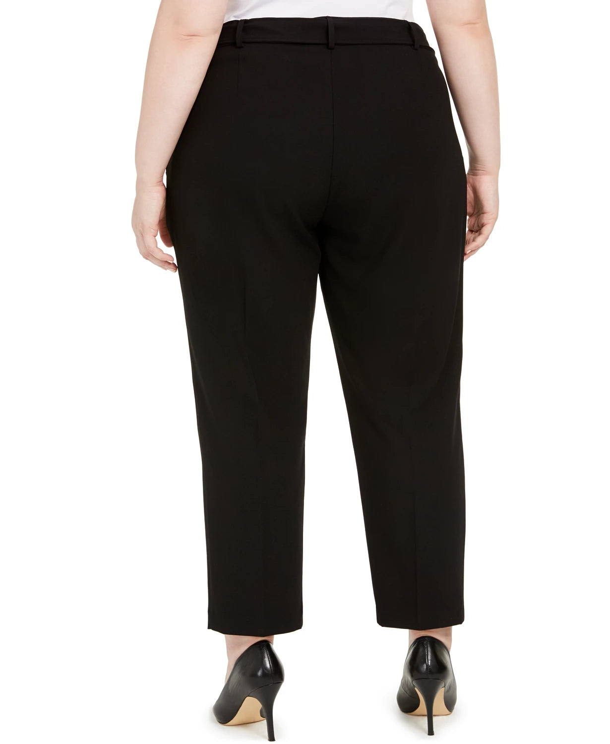 Calvin Klein Women's Plus Size Belted Straight-Leg Pants Black Size 24