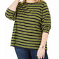 Michael Kors Women's Plus Striped Crewneck T-Shirt Green Size 2X