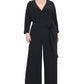 Tommy Hilfiger Women's Plus Size Surplice Wide-Leg Jumpsuit Black Size 18W