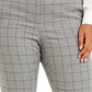 Calvin Klein Women's Plus Size Belted Windowpane-Print Slim-Leg Pants Gray Size 18W