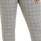 Calvin Klein Women's Plus Size Belted Windowpane-Print Slim-Leg Pants Gray Size 18W