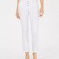 Flying Monkey Women's Button-Fly Raw-Hem Straight-Leg Jeans White Size 30