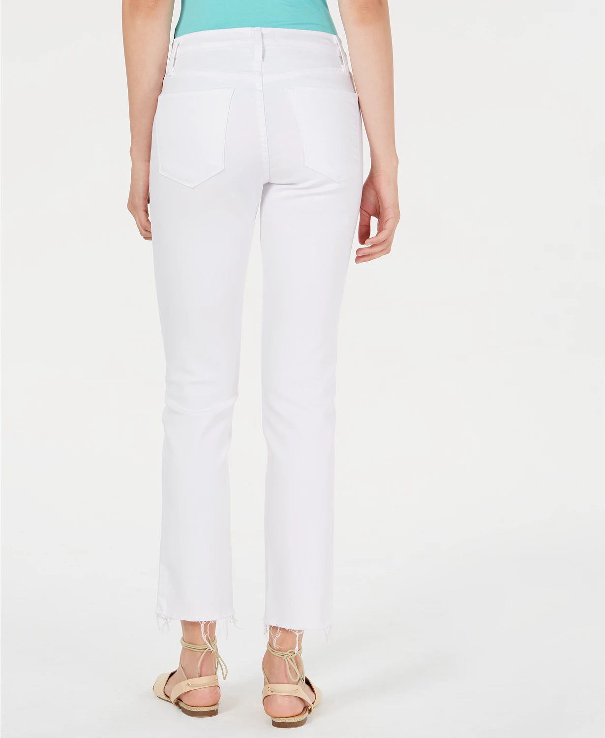 Flying Monkey Women's Button-Fly Raw-Hem Straight-Leg Jeans White Size 30