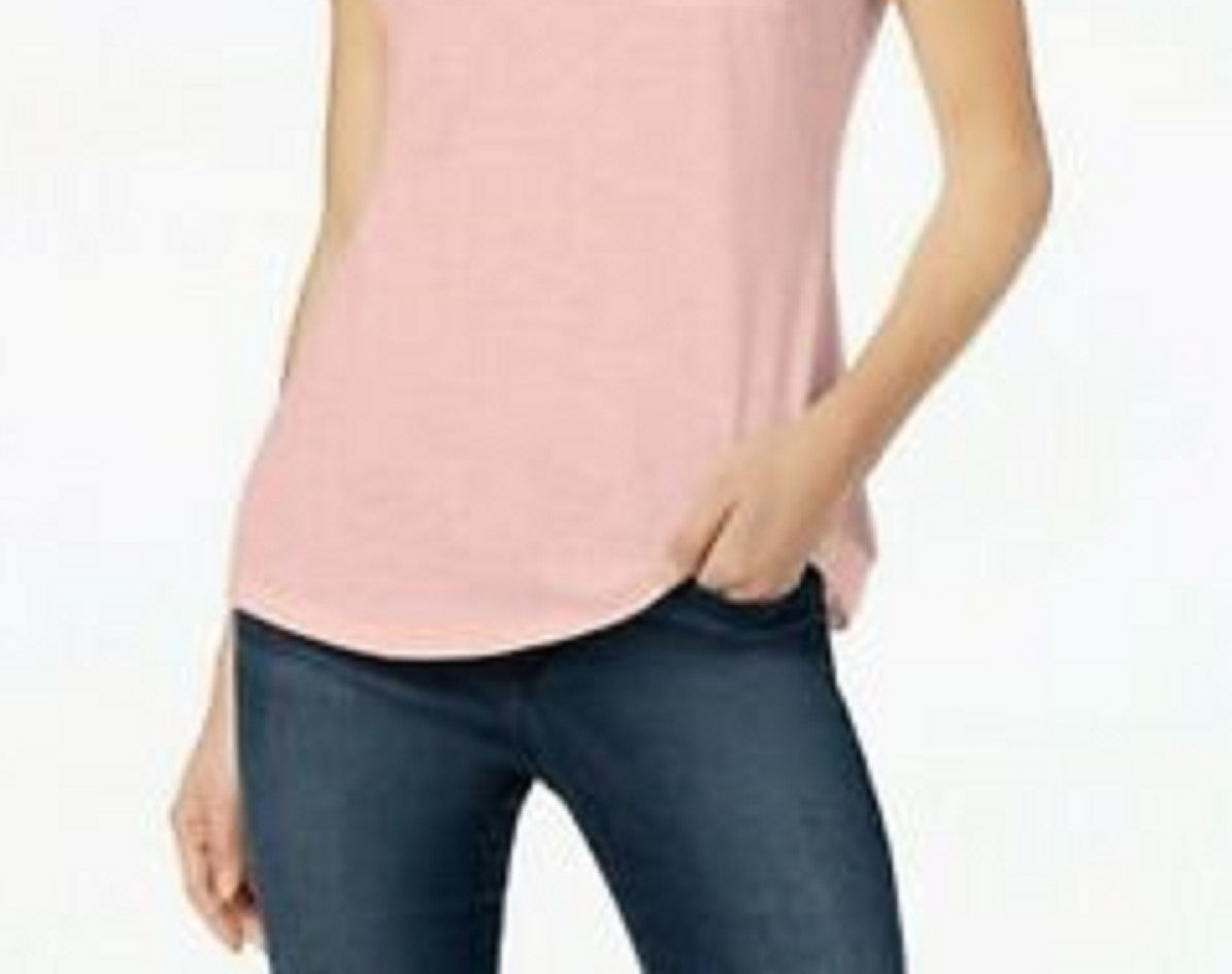 Maison Jules Women's V-Neck Patch-Pocket T-Shirt Pink Size Small
