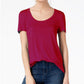 Maison Jules Women's Scoop-Neck T-Shirt  Red Size Extra Small