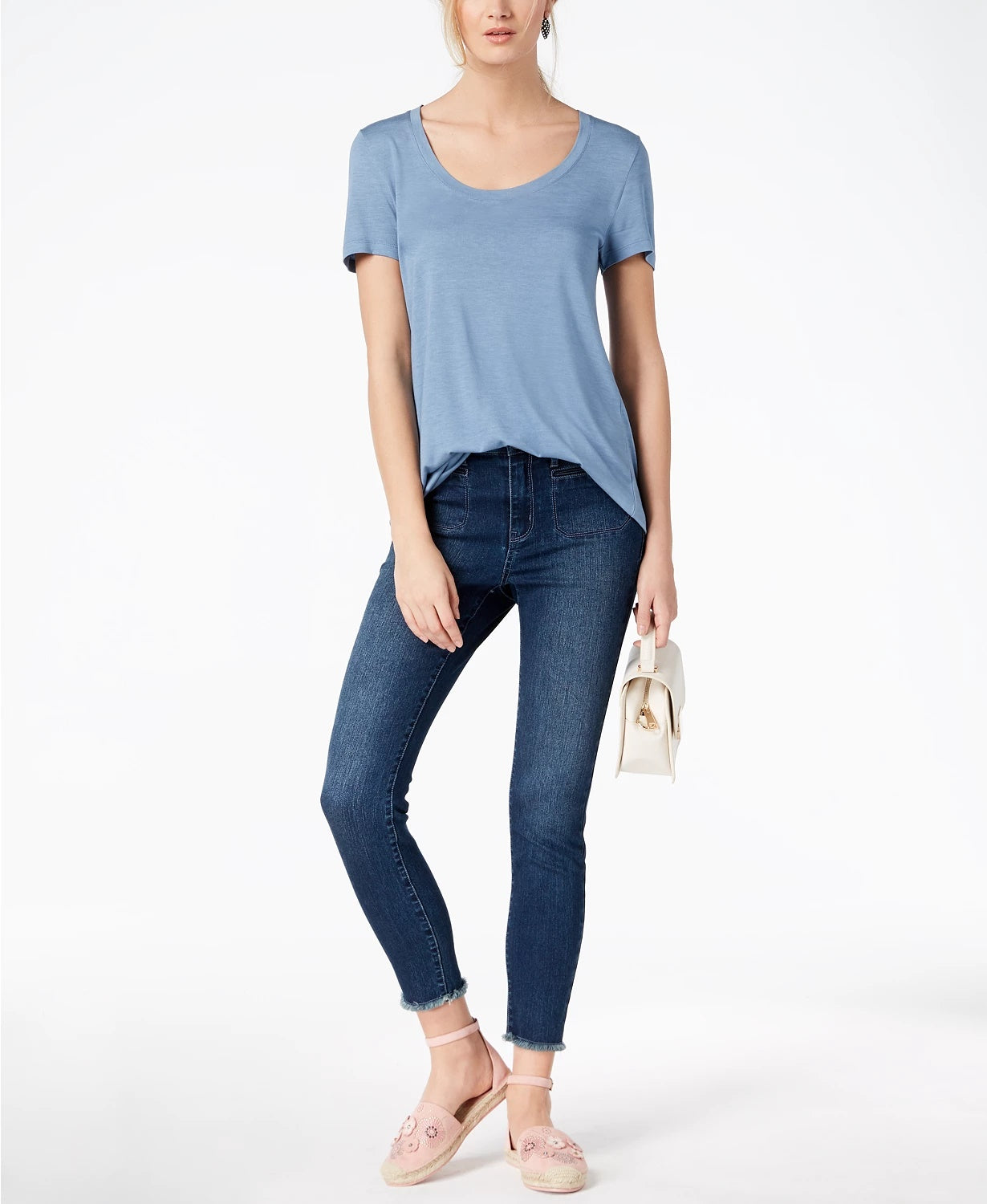 Maison Jules Women's Scoop-Neck T-Shirt Dark Blue Size XX Large