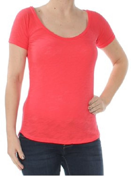 Maison Jules Women's Scoop-Neck T-Shirt Orange Size Medium