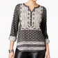 Style & Co Women's Paisley-Print Utility Top Black Size Extra Small