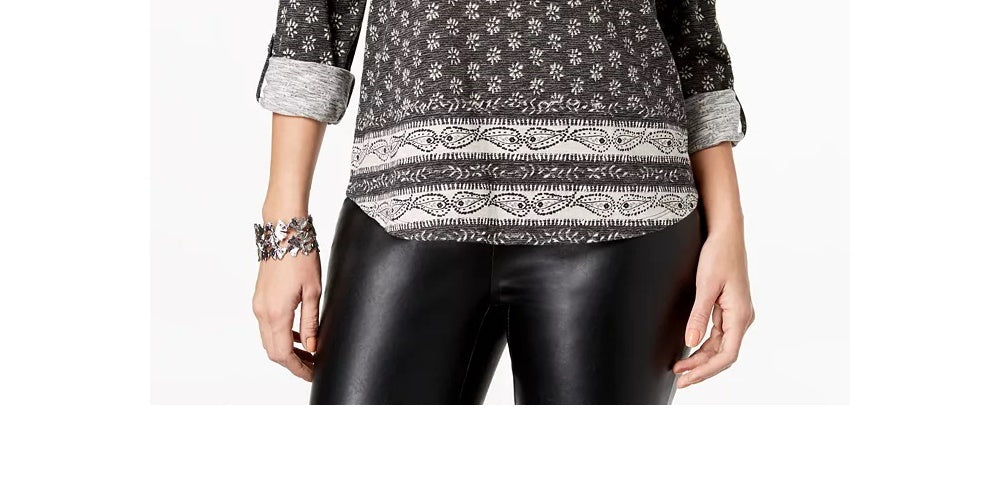 Style & Co Women's Paisley-Print Utility Top Black Size Extra Small
