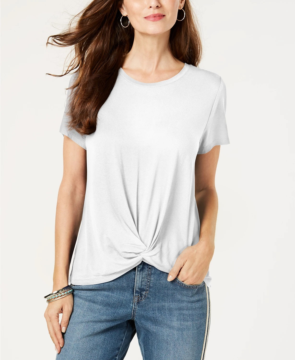 Style & Co Women's Twist-Front Top White Size XX Large