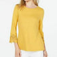 Charter Club Women's Cotton Lace Trim Top Gold Size Small