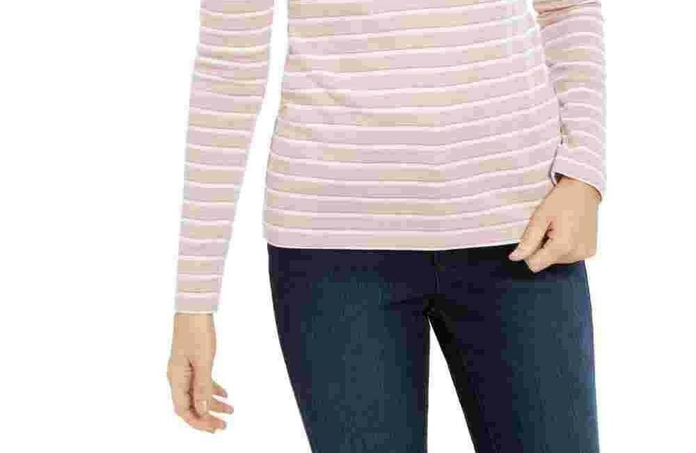 Charter Club Women's Metallic-Stripe Top Pink Size Large