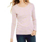 Charter Club Women's Metallic-Stripe Top Pink Size Small