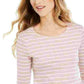 Charter Club Women's Metallic-Stripe Top Pink Size Small