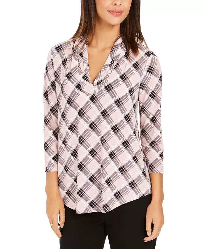 Charter Club Women's Petite Printed Top Pink Size Petite
