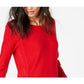 INC International Concepts Women's Waffle Knit Side Zip Tunic Sweater Red Size X-Small