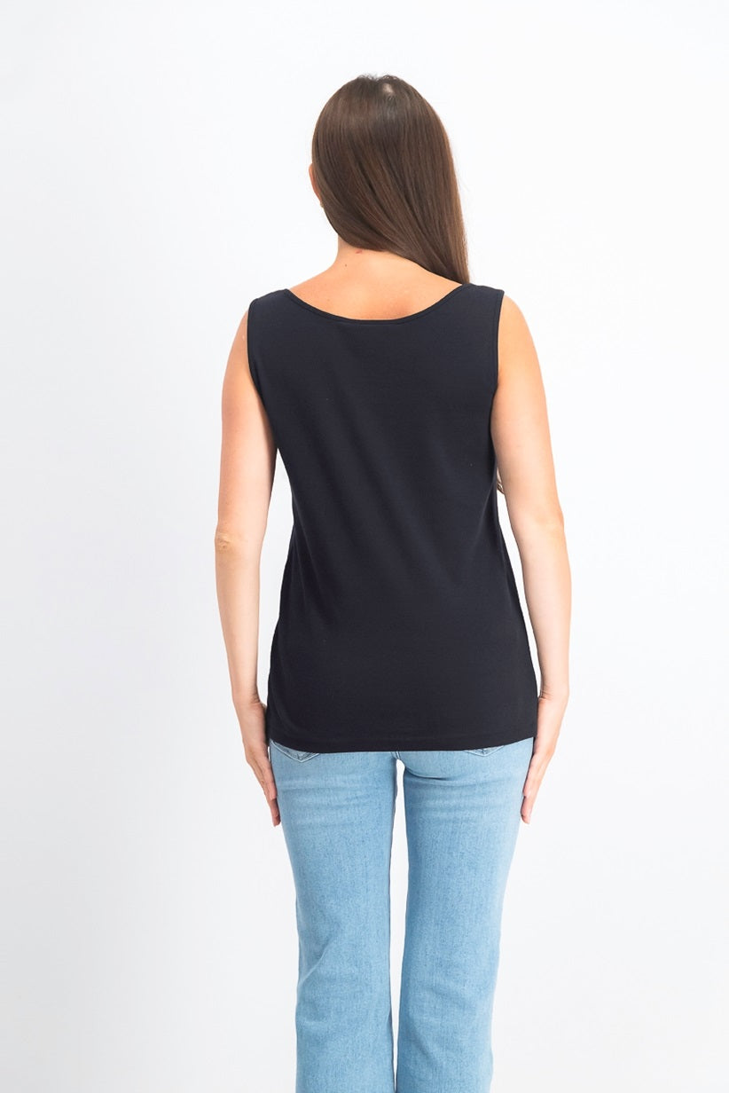 Karen Scott Women's Square Neck Tank Top Black Size Small