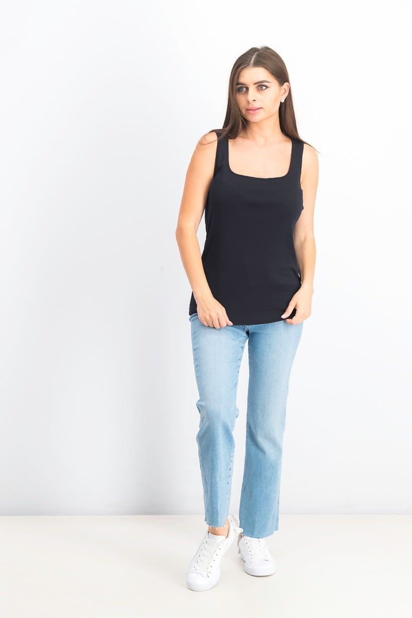 Karen Scott Women's Square Neck Tank Top Black Size Small