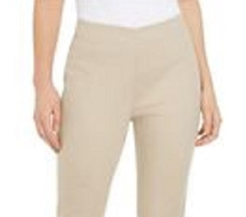 Charter Club Women's Newport Tummy-Control Slim-Fit Pants Beige Size SQUARE 18