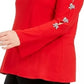 INC International Concepts Women's Embellished Sleeve Top Dark Red Size Petite Small
