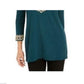 Charter Club Women's Lace Trim Tunic Top Green Size Small
