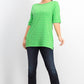 Charter Club Women's Cotton Texture-Striped Elbow-Sleeve Top Bright Green Size X-Small