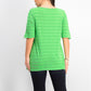 Charter Club Women's Cotton Texture-Striped Elbow-Sleeve Top Bright Green Size X-Small