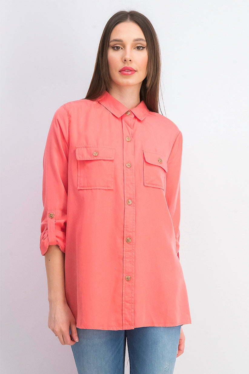 Charter Club Women's Utility Shirt Red Size Medium