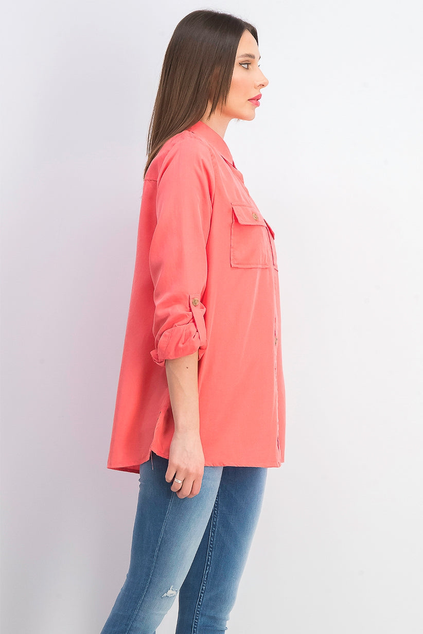 Charter Club Women's Utility Shirt Red Size Medium