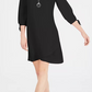 JM Collection Women's Petite Tie-Sleeve Necklace Dress Black Size Petite