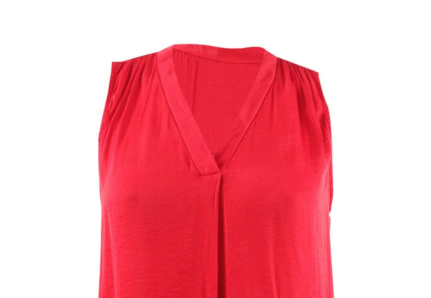 Alfani Women's Satin V Neck Tank Top Wine Size X-Large