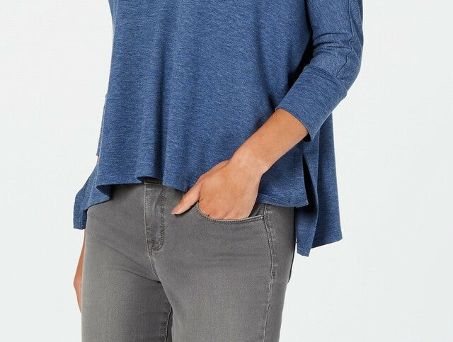 Style & Co Women's Hoodie 3/4 Sleeve Top Blue Size X-Large