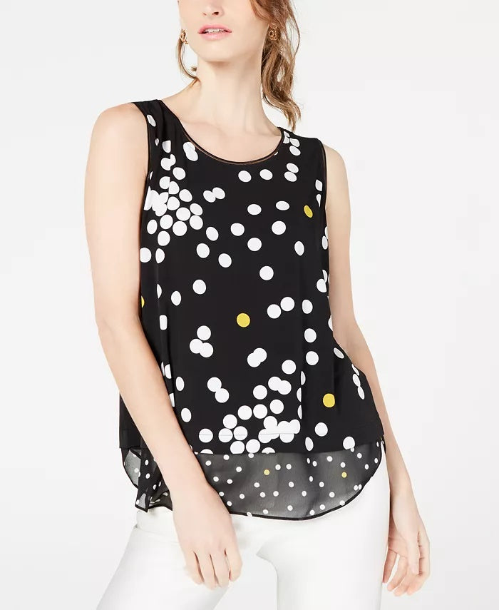 Alfani Women's Layered-Look Printed Top Black Size Extra Small