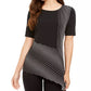 Alfani Women's Printed Asymmetrical-Hem Top Black Size Small