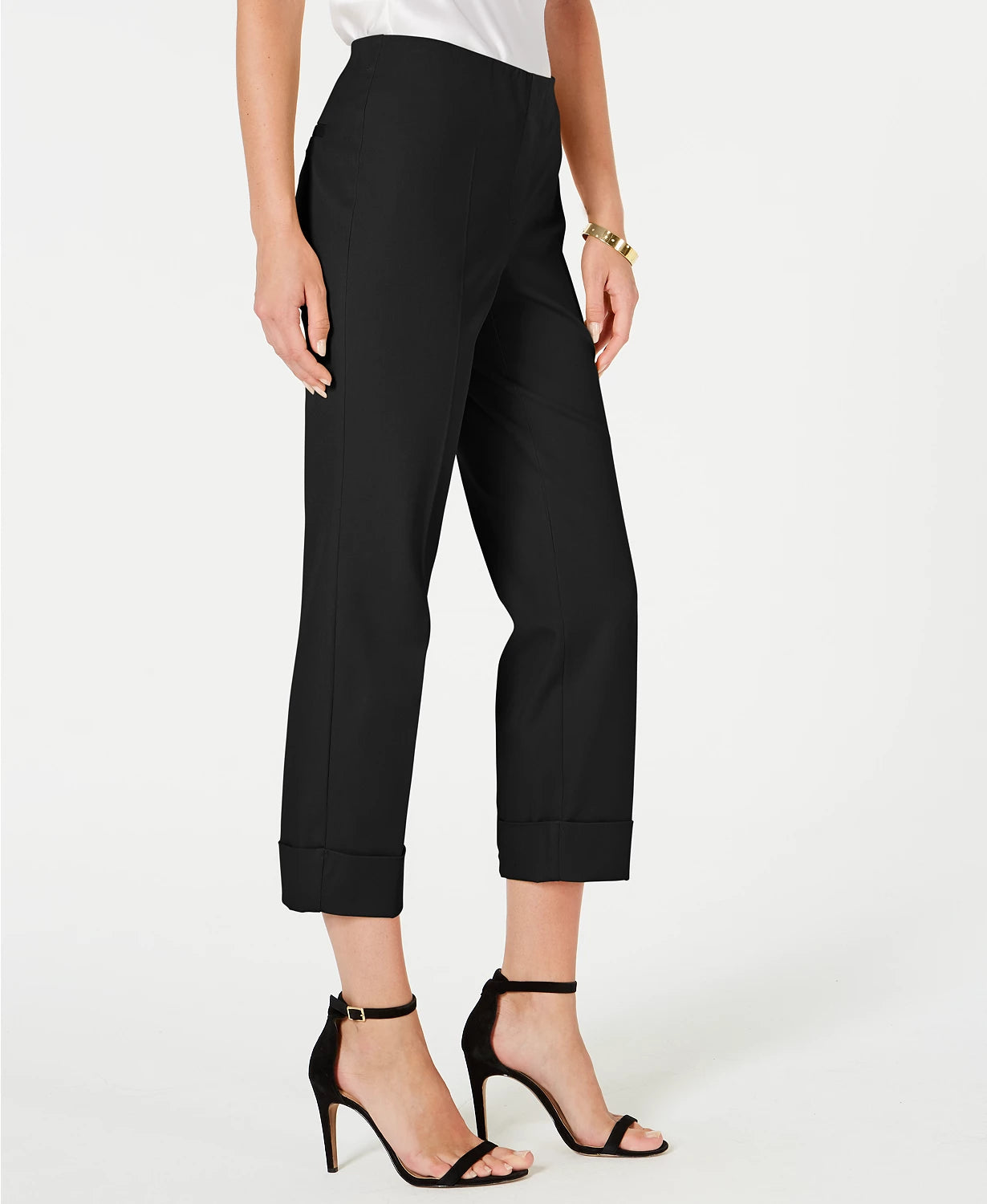 Alfani Women's Cuffed Hem Ankle Pants Black Size 6 Petite