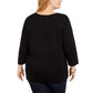 Karen Scott Women's Cotton Elephant Print Top Black Size 1X